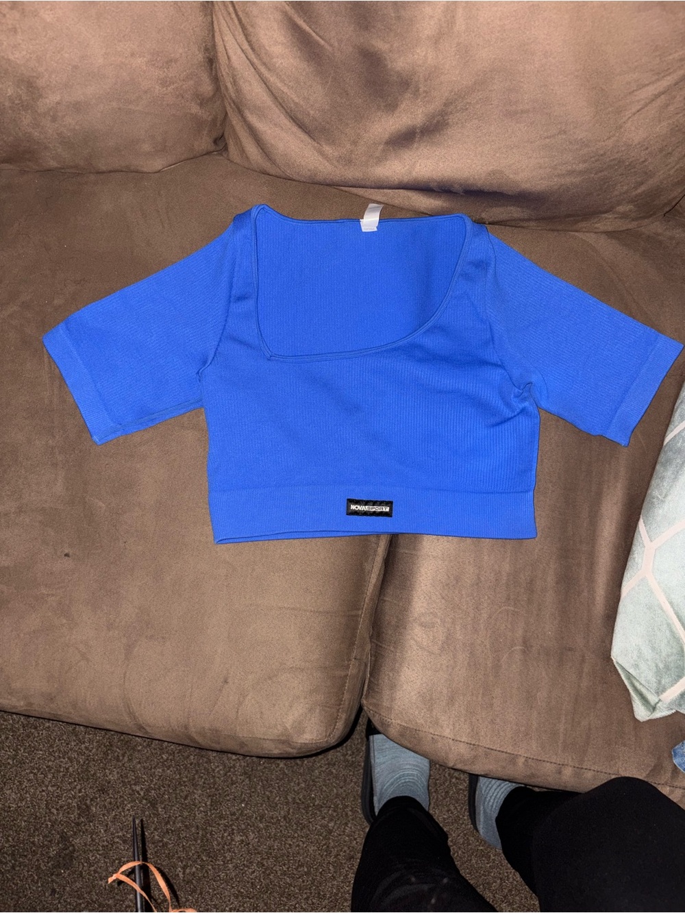 Fashion Nova Royal Blue Ribbed Square-Neck Crop Top